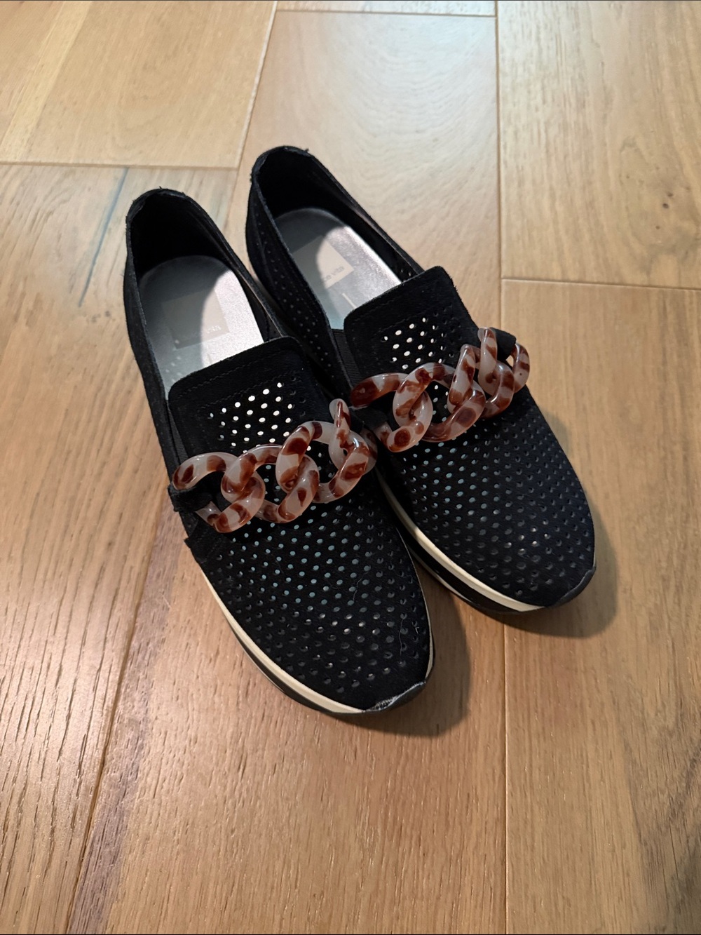 Dolce Vita Black Casual Shoe with Tortoiseshell Link Detail